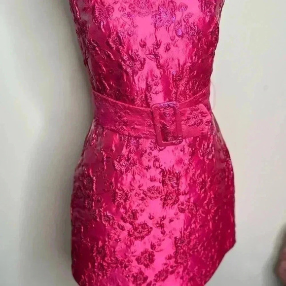 New Without Tags, AMANDA UPRICHARD STRAPLESS FLOWERED JACQUARD MINI DRESS - Picture 6 of 11